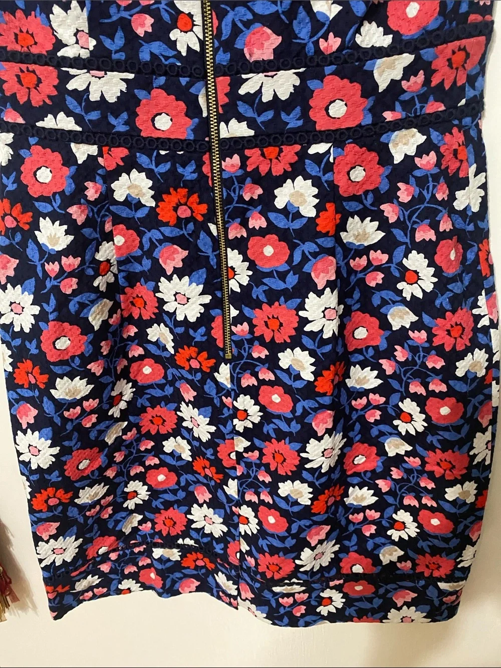 kate spade Navy Floral V-Neck Mini Dress with Red & White Blooms